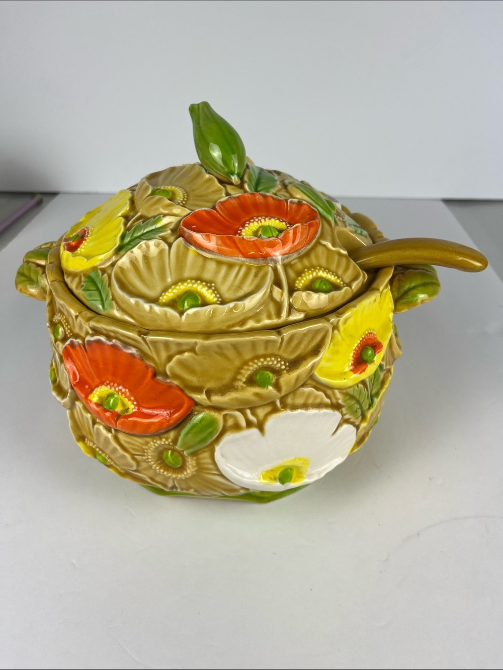 Vintage 1970s Fred Roberts "Summer Flame Poppies" Soup Tureen with Ladle